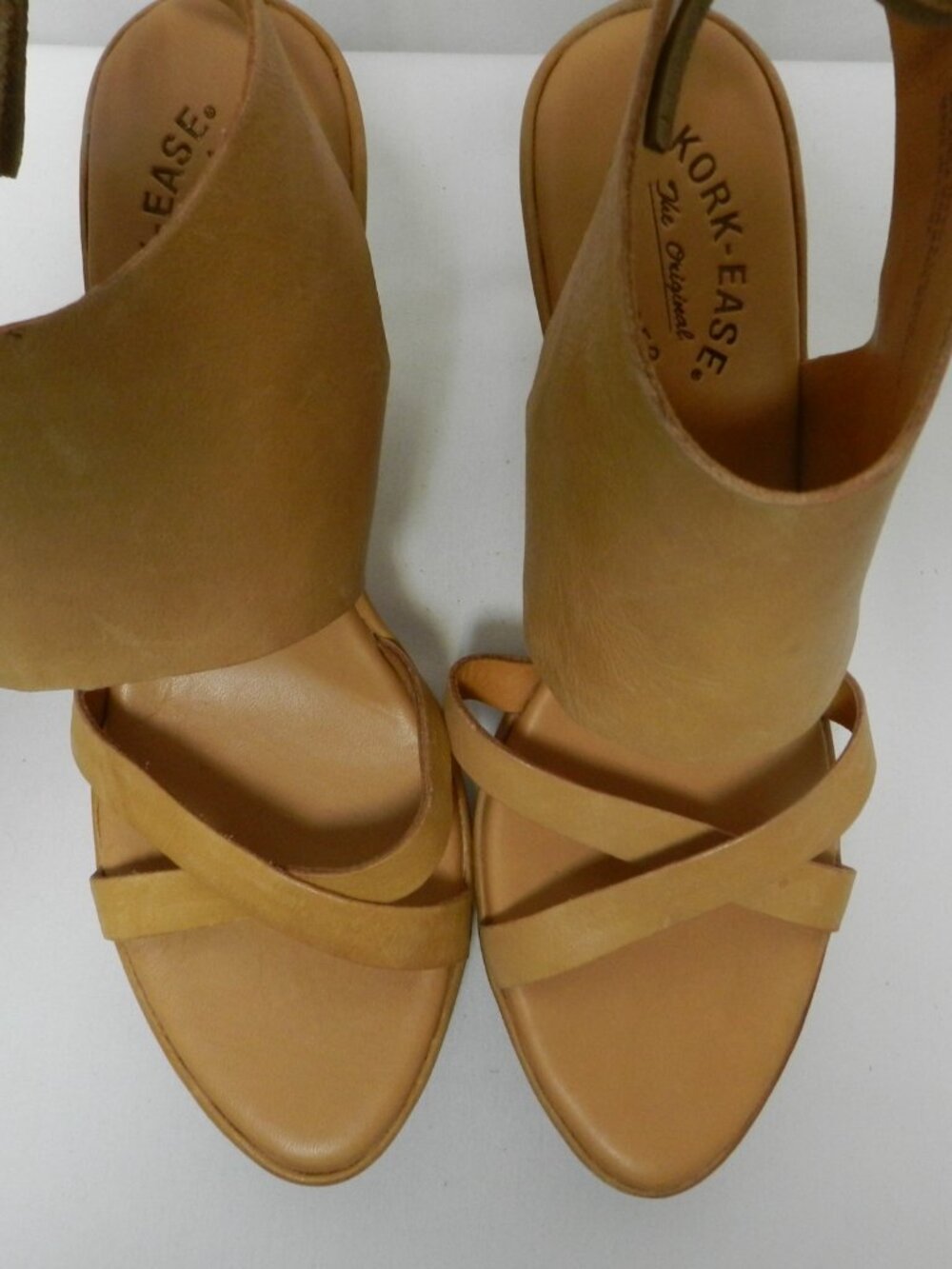 Kork Ease Leather back tie lace wedge platform heels sandals taupe Size Sz 10 - Picture 14 of 16
